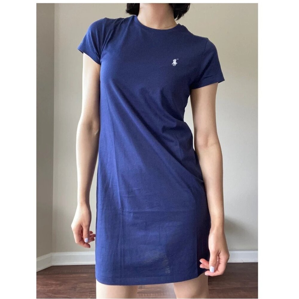 Polo Ralph Lauren Women's Navy Cotton T-Shirt Dress | Mini,100% Cotton, MSRP $98